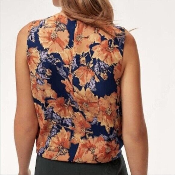Aritzia Babaton Hopkins Blouse Floral Top Size S sleeveless front tie - Picture 3 of 12